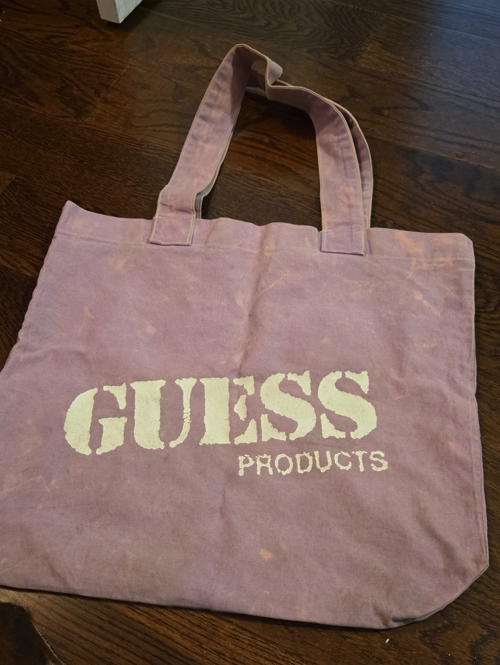 Guess Lavender Canvas Tote with White Logo Vintage 80's